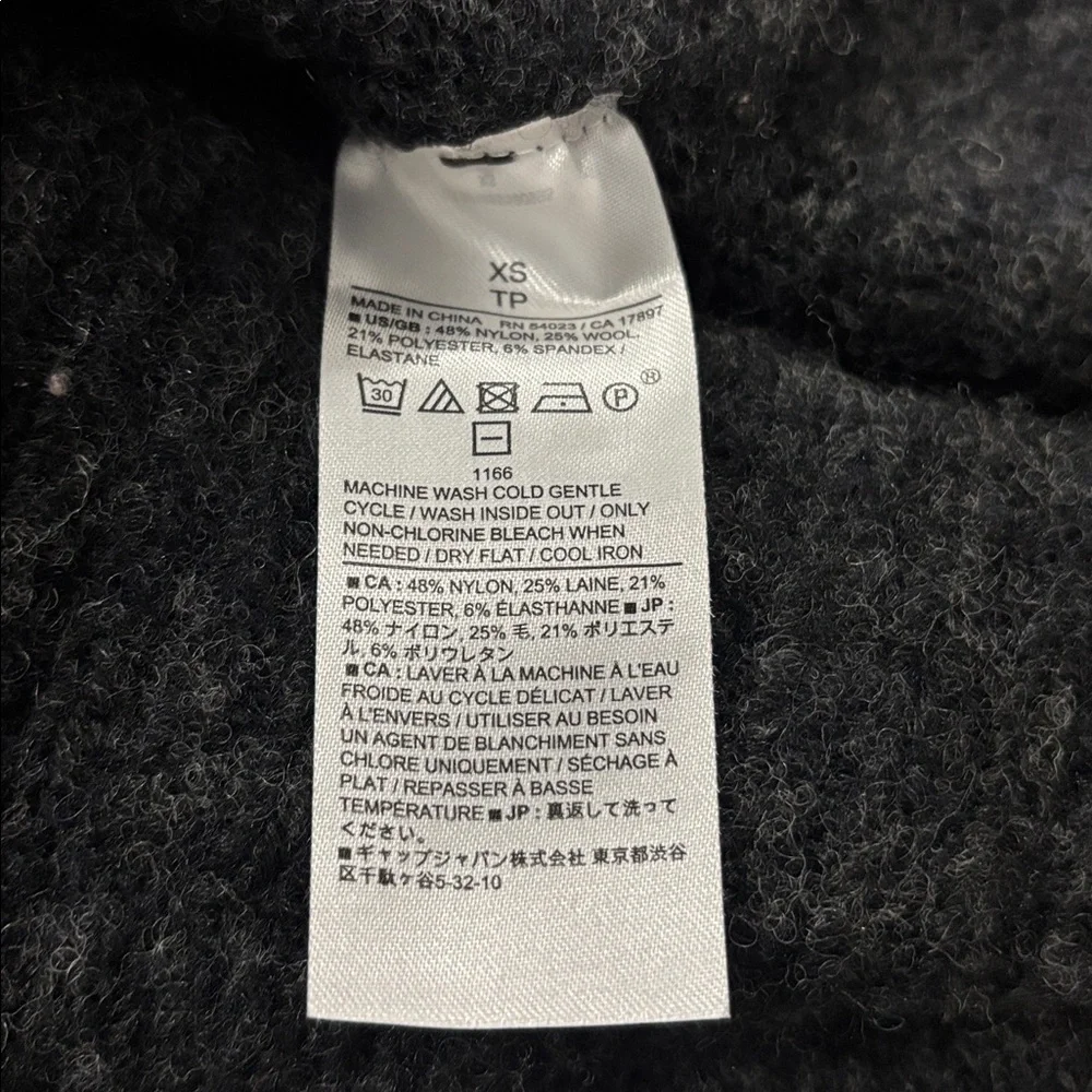 Banana Republic Wool‎ Blend Pull Over Charcoal Gray Cropped Sweater Size XS